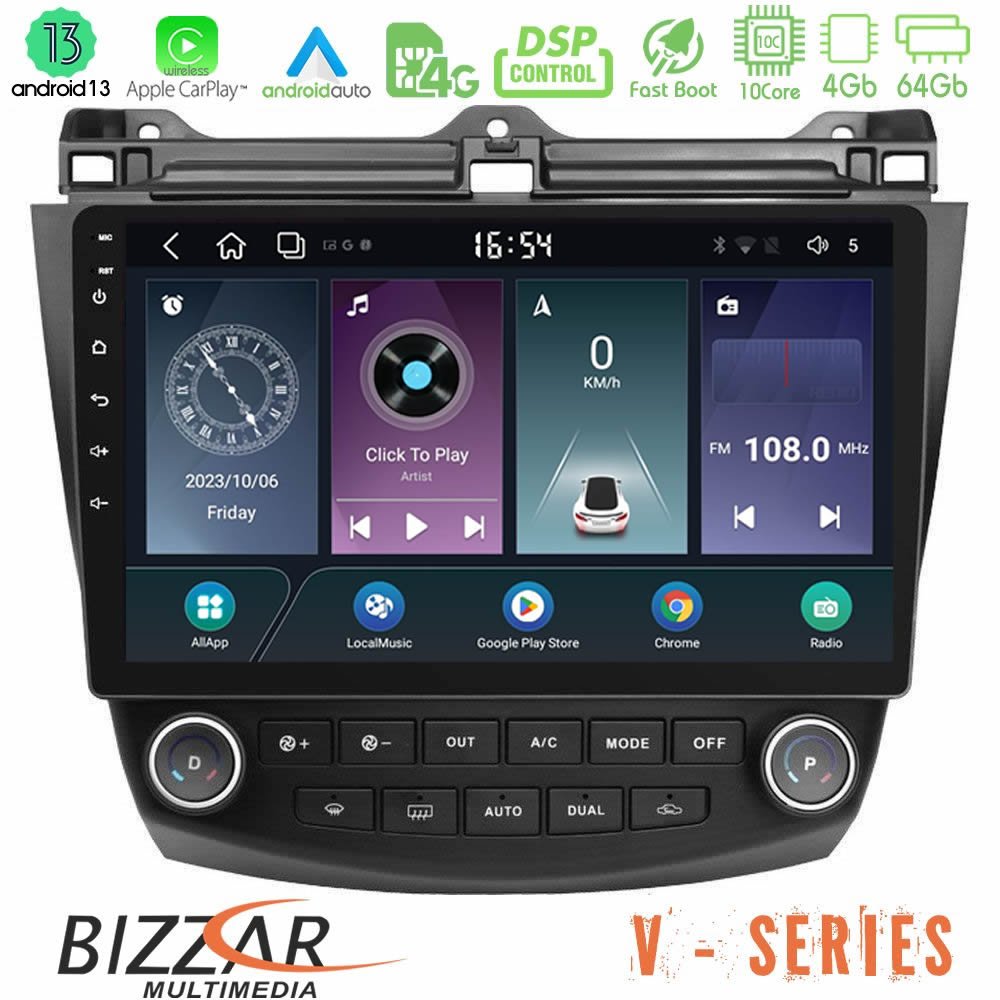 Bizzar V Series Honda Accord 2002-2008 10core Android13 4+64GB Navigation Multimedia Tablet 10" - U-V-HD0669