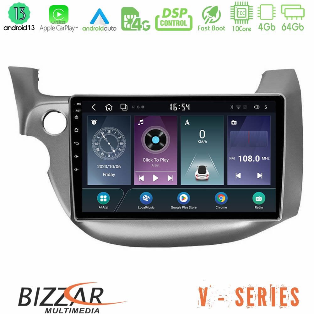 Bizzar V Series Honda Jazz 2009-2013 10core Android13 4+64GB Navigation Multimedia Tablet 10" - U-V-HD098T