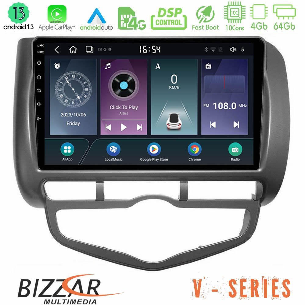 Bizzar V Series Honda Jazz 2002-2008 (Auto A/C) 10core Android13 4+64GB Navigation Multimedia Tablet 9" - U-V-HD101N