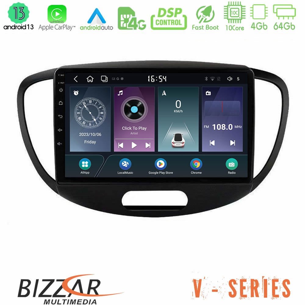 Bizzar V Series Hyundai i10 2008-2014 10core Android13 4+64GB Navigation Multimedia Tablet 9" - U-V-HY0551
