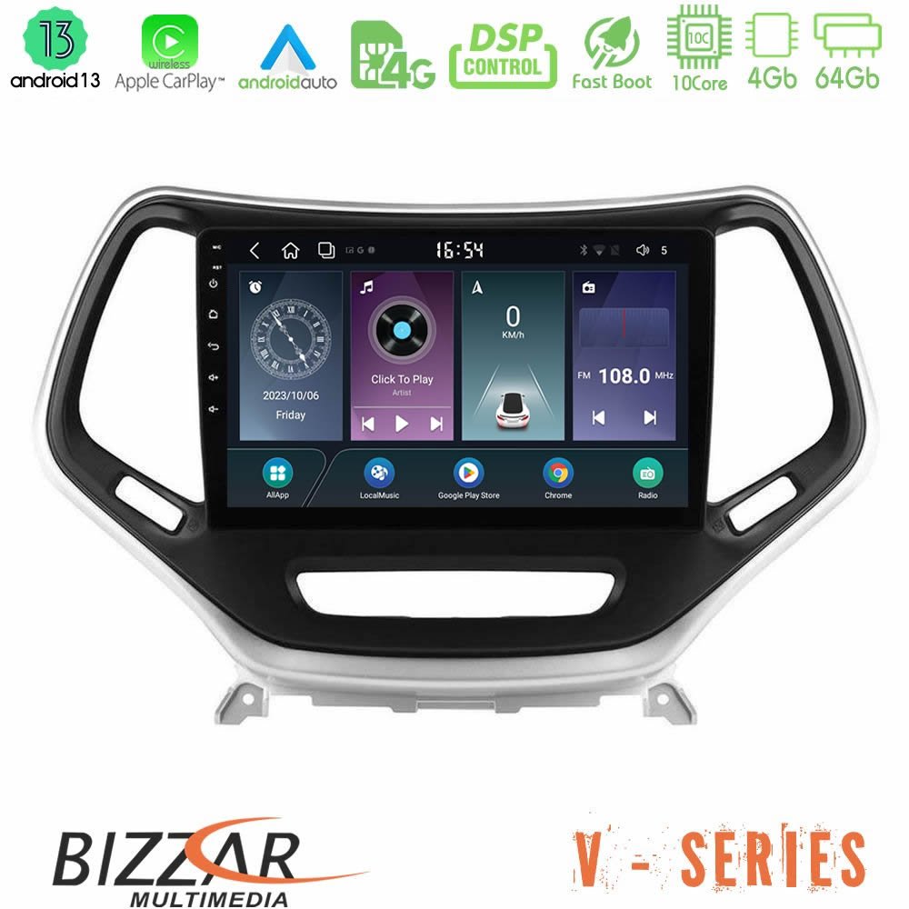 Bizzar V Series Jeep Cherokee 2014-2019 10core Android13 4+64GB Navigation Multimedia Tablet 9" (Ασημί Χρώμα) - U-V-JP0077S