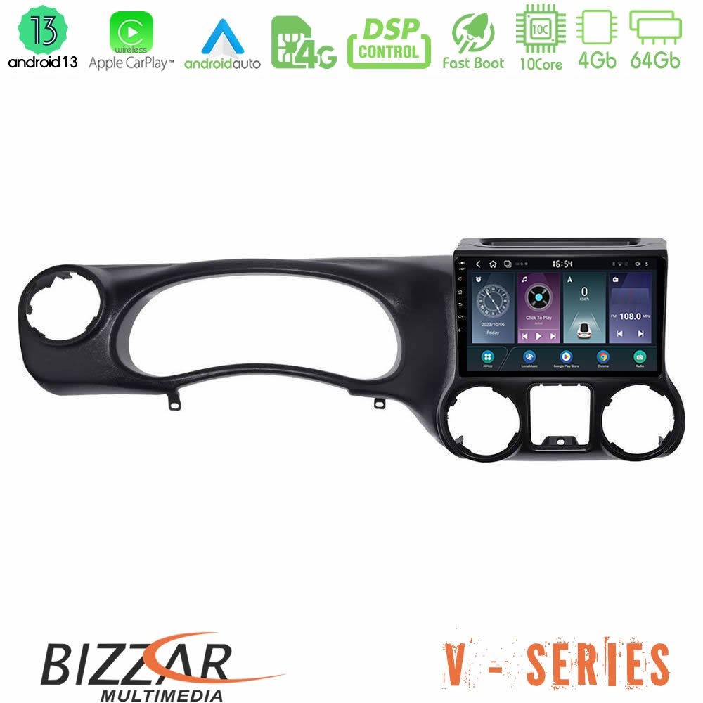 Bizzar V Series Jeep Wrangler 2011-2014 10core Android13 4+64GB Navigation Multimedia Tablet 9" - U-V-JP0787