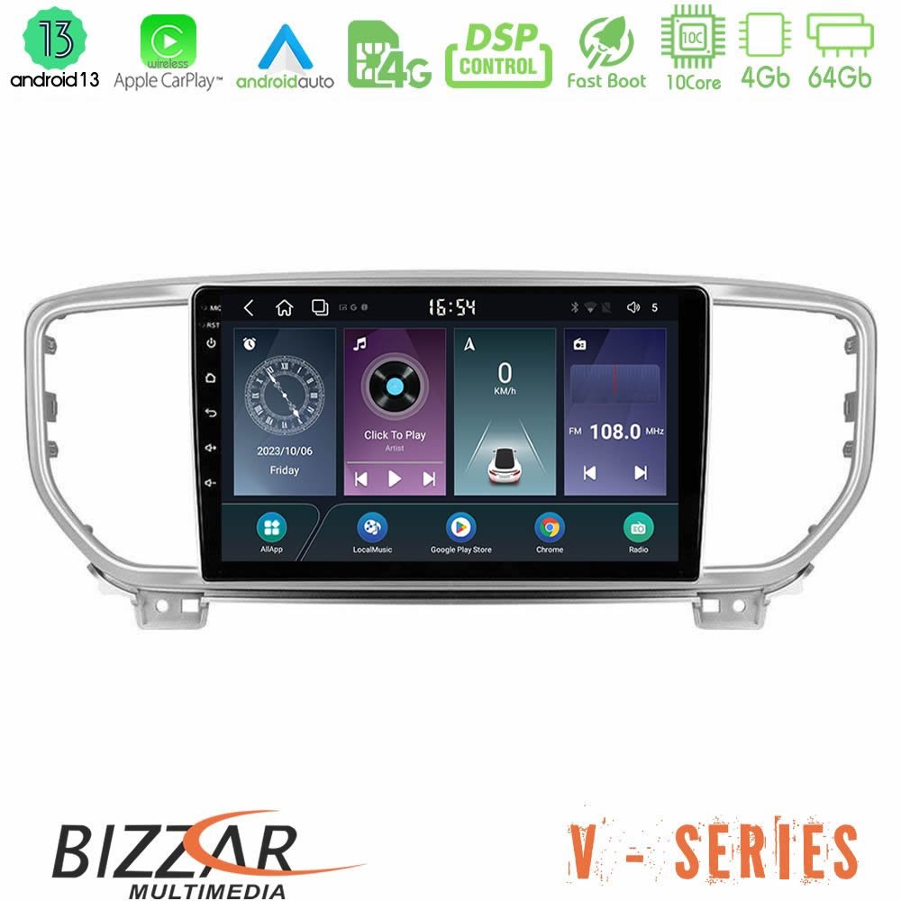 Bizzar V Series Kia Sportage 2018-2021 10core Android13 4+64GB Navigation Multimedia Tablet 9" - U-V-KI0516