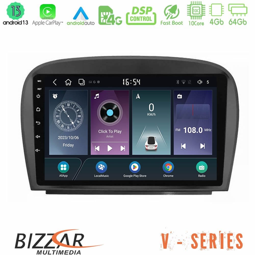 Bizzar V Series Mercedes SL Class 2005-2011 10core Android13 4+64GB Navigation Multimedia Tablet 9" - U-V-MB0479