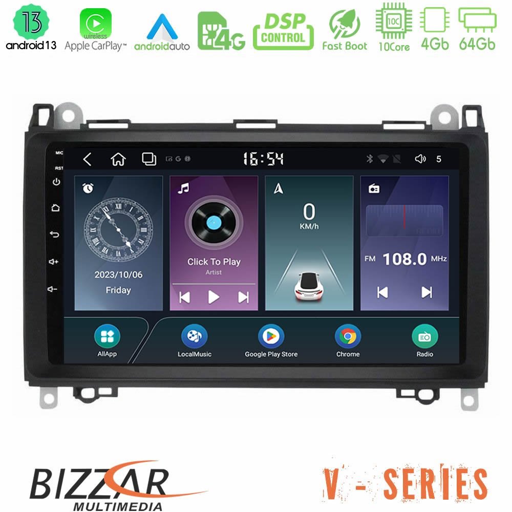 Bizzar V Series Mercedes A/B/Vito/Sprinter Class 10core Android13 4+64GB Navigation Multimedia Tablet 9" - U-V-MB0759