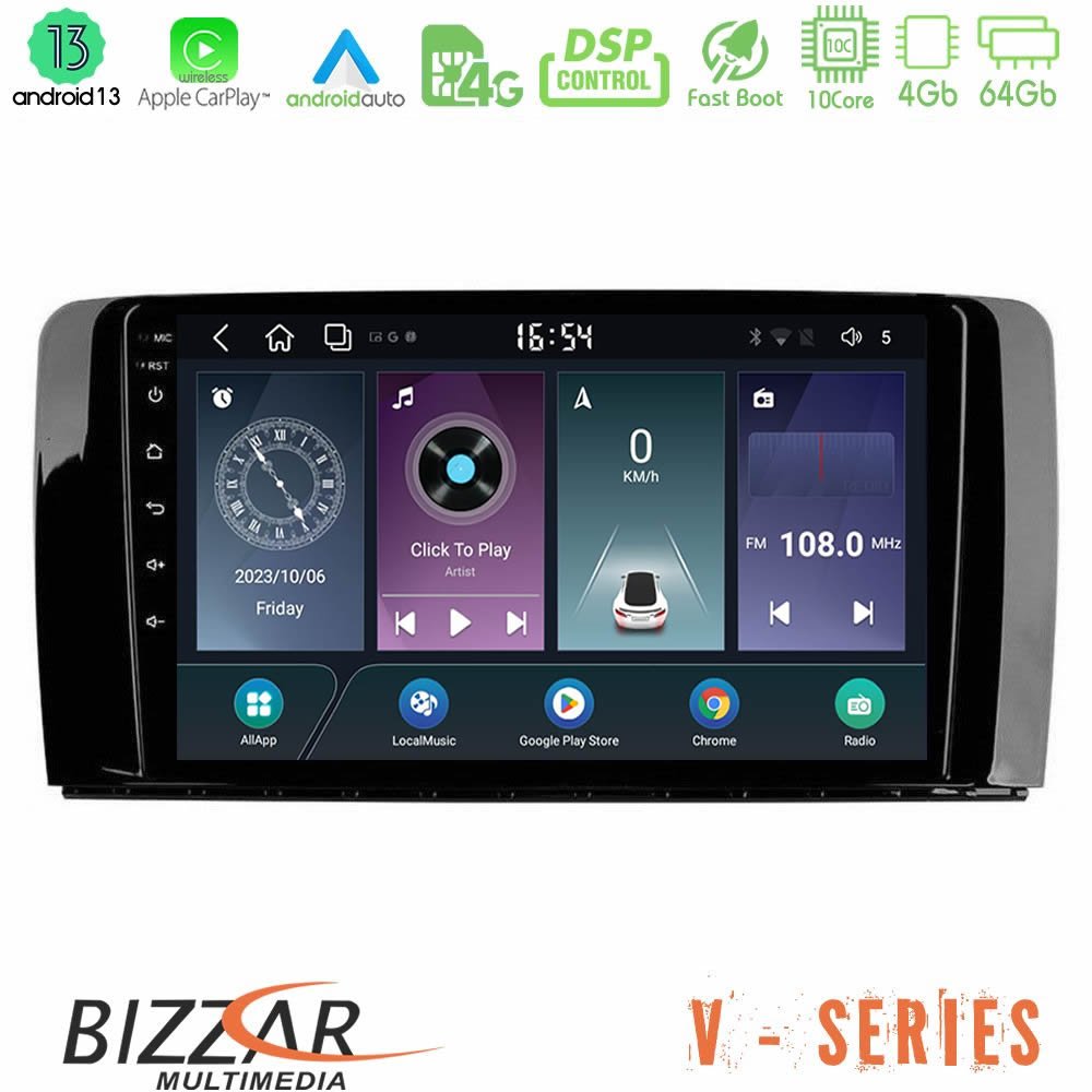 Bizzar V Series Mercedes R Class 10core Android13 4+64GB Navigation Multimedia Tablet 9" - U-V-MB0781