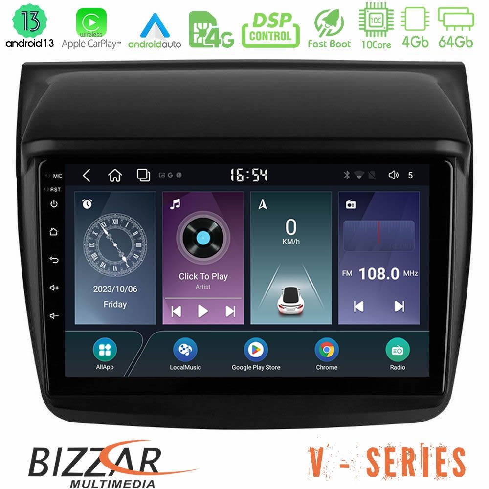 Bizzar V Series Mitsubishi L200 10core Android13 4+64GB Navigation Multimedia Tablet 9" - U-V-MT0314