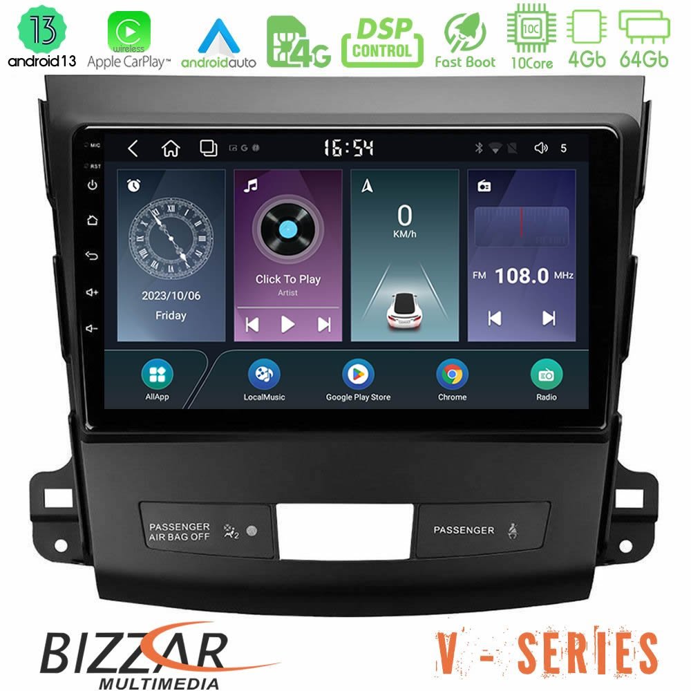 Bizzar V Series Mitsubishi Outlander/Citroen C-Crosser/Peugeot 4007 10core Android13 4+64GB Navigation Multimedia Tablet 9" - U-V-MT662