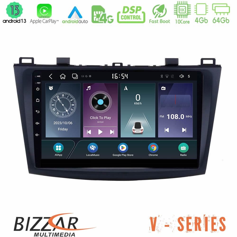 Bizzar V Series Mazda 3 2009-2014 10core Android13 4+64GB Navigation Multimedia Tablet 9" - U-V-MZ0228