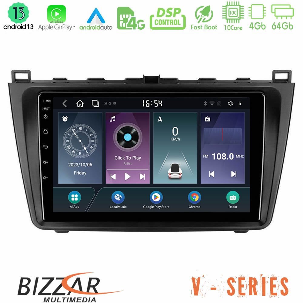 Bizzar V Series Mazda 6 2008-2012 10core Android13 4+64GB Navigation Multimedia Tablet 9" - U-V-MZ0233