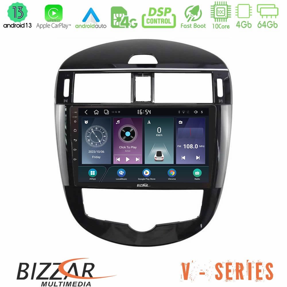 Bizzar V Series Nissan Pulsar 2015-2018 10core Android13 4+64GB Navigation Multimedia Tablet 9" - U-V-NS2244