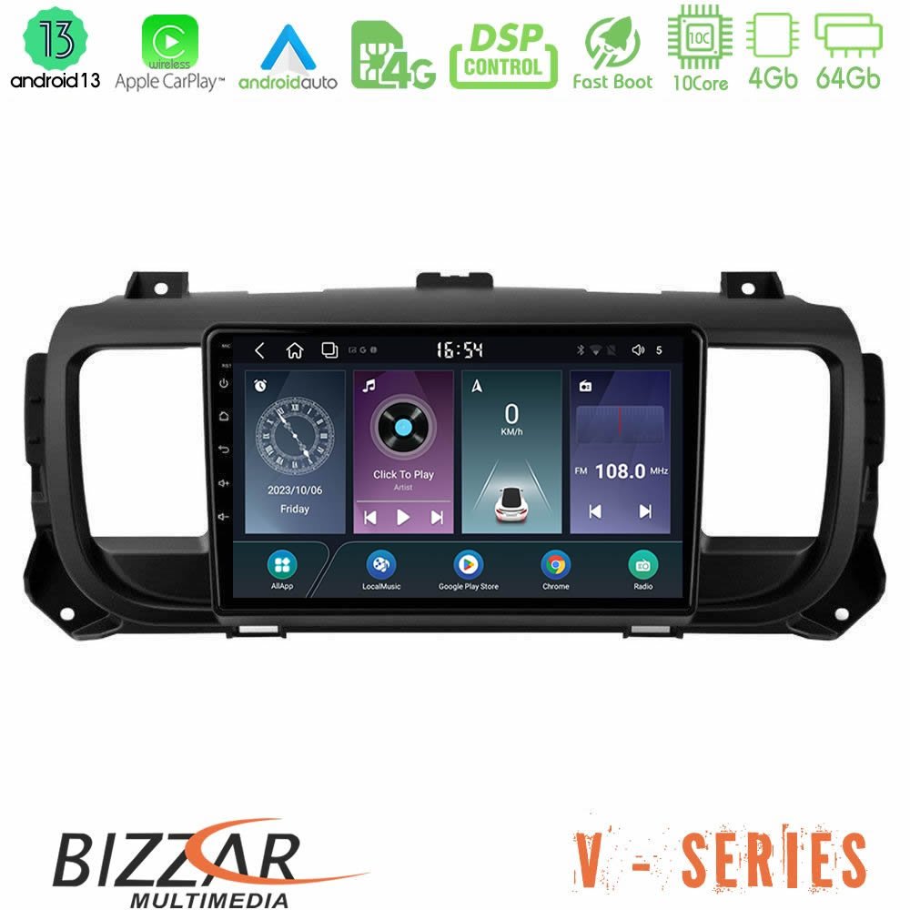 Bizzar V Series Citroen/Peugeot/Opel/Toyota 10core Android13 4+64GB Navigation Multimedia Tablet 9" - U-V-PG0950