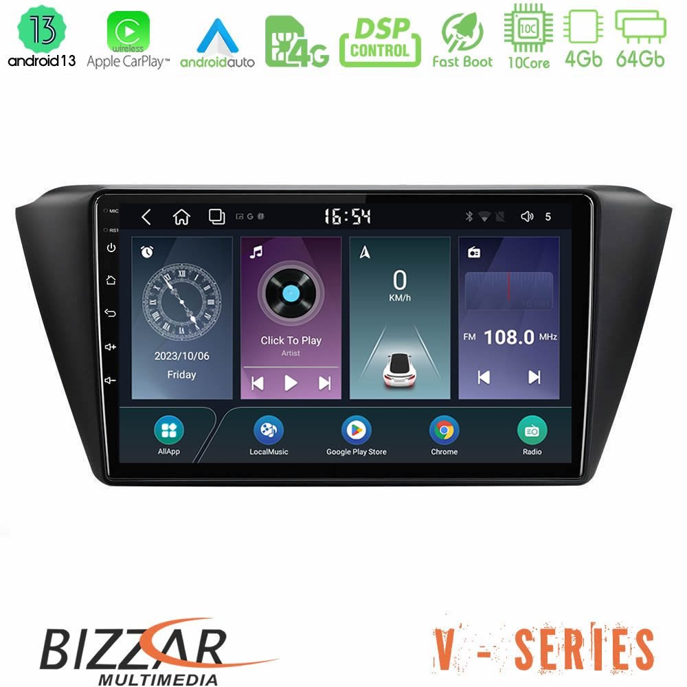 Bizzar V Series Skoda Fabia 2015-2021 10core Android13 4+64GB Navigation Multimedia Tablet 9" - U-V-SK0150
