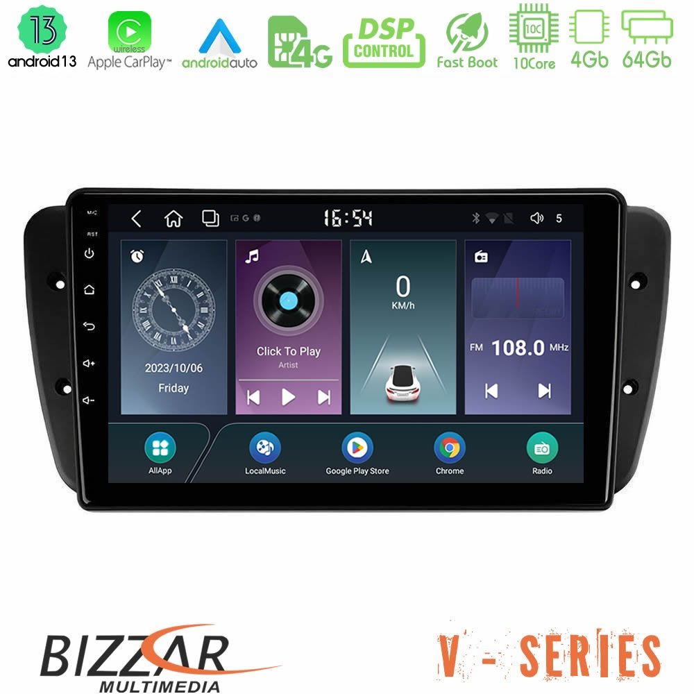 Bizzar V Series Seat Ibiza 2008-2012 10core Android13 4+64GB Navigation Multimedia Tablet 9" - U-V-ST0499