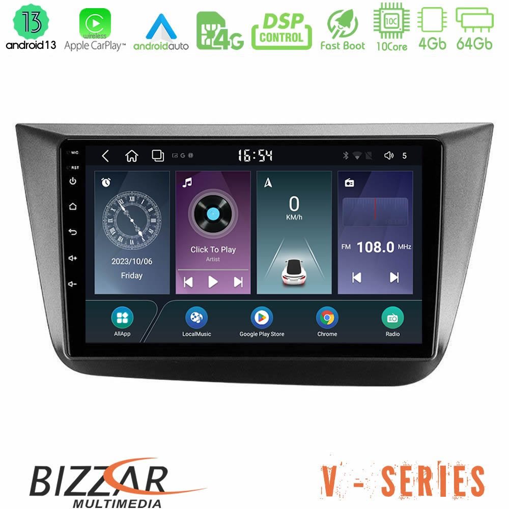 Bizzar V Series Seat Altea 2004-2015 10core Android13 4+64GB Navigation Multimedia Tablet 9" - U-V-ST0840