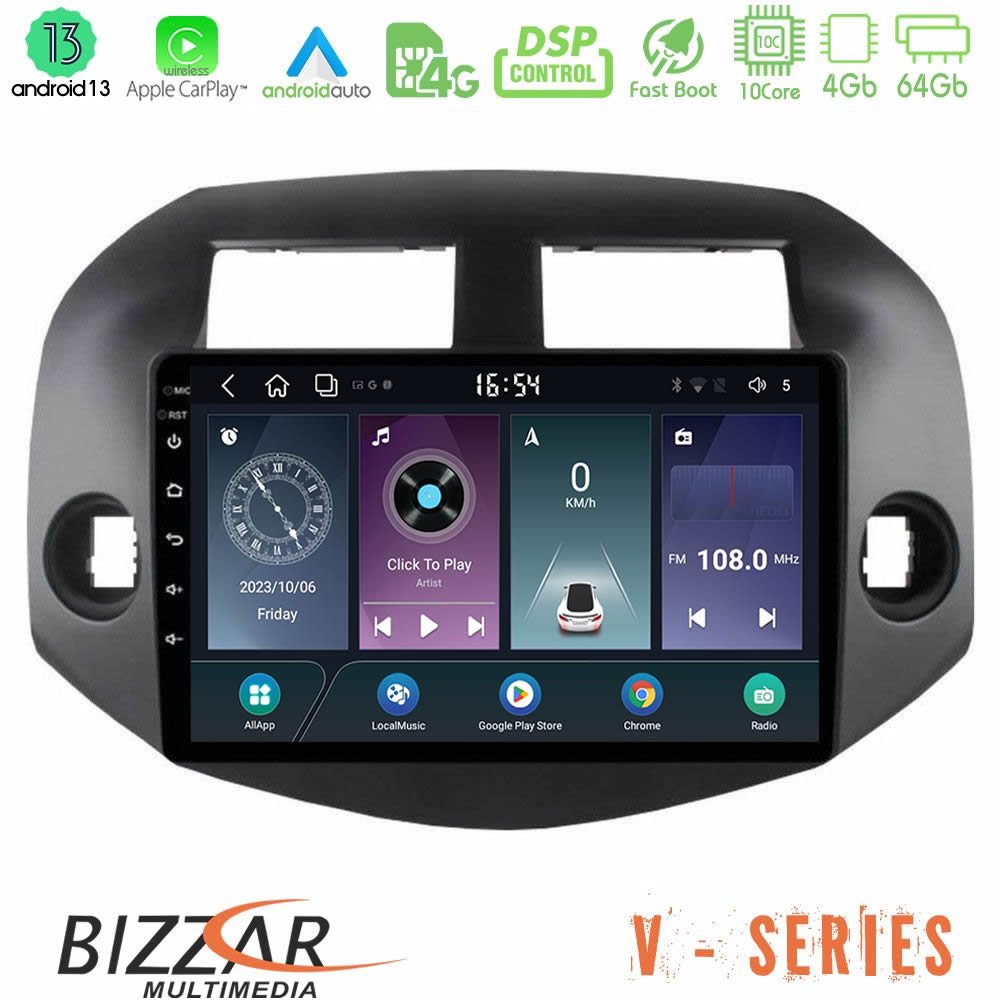 Bizzar V Series Toyota Rav4 2006-2012 10core Android13 4+64GB Navigation Multimedia Tablet 10" - U-V-TY0165