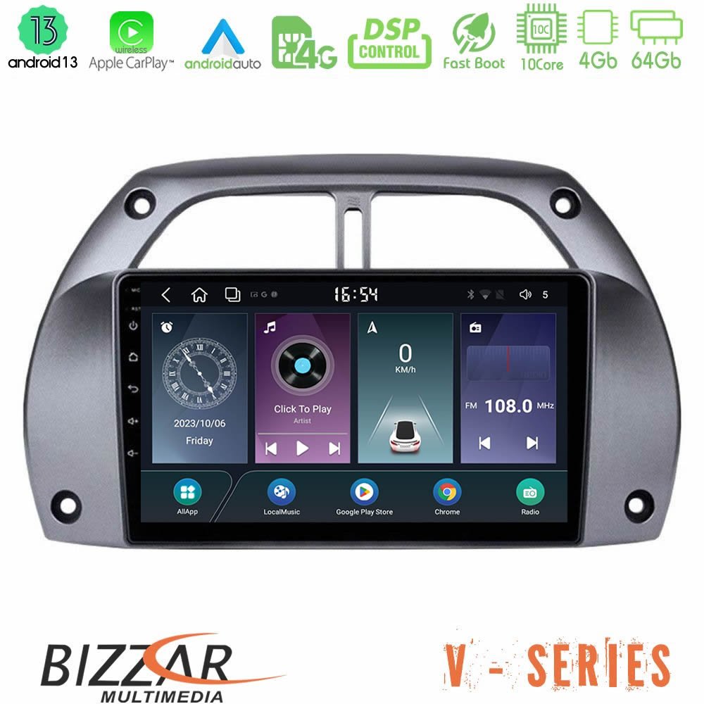 Bizzar V Series Toyota RAV4 2001 - 2006 10core Android13 4+64GB Navigation Multimedia Tablet 9" - U-V-TY0953