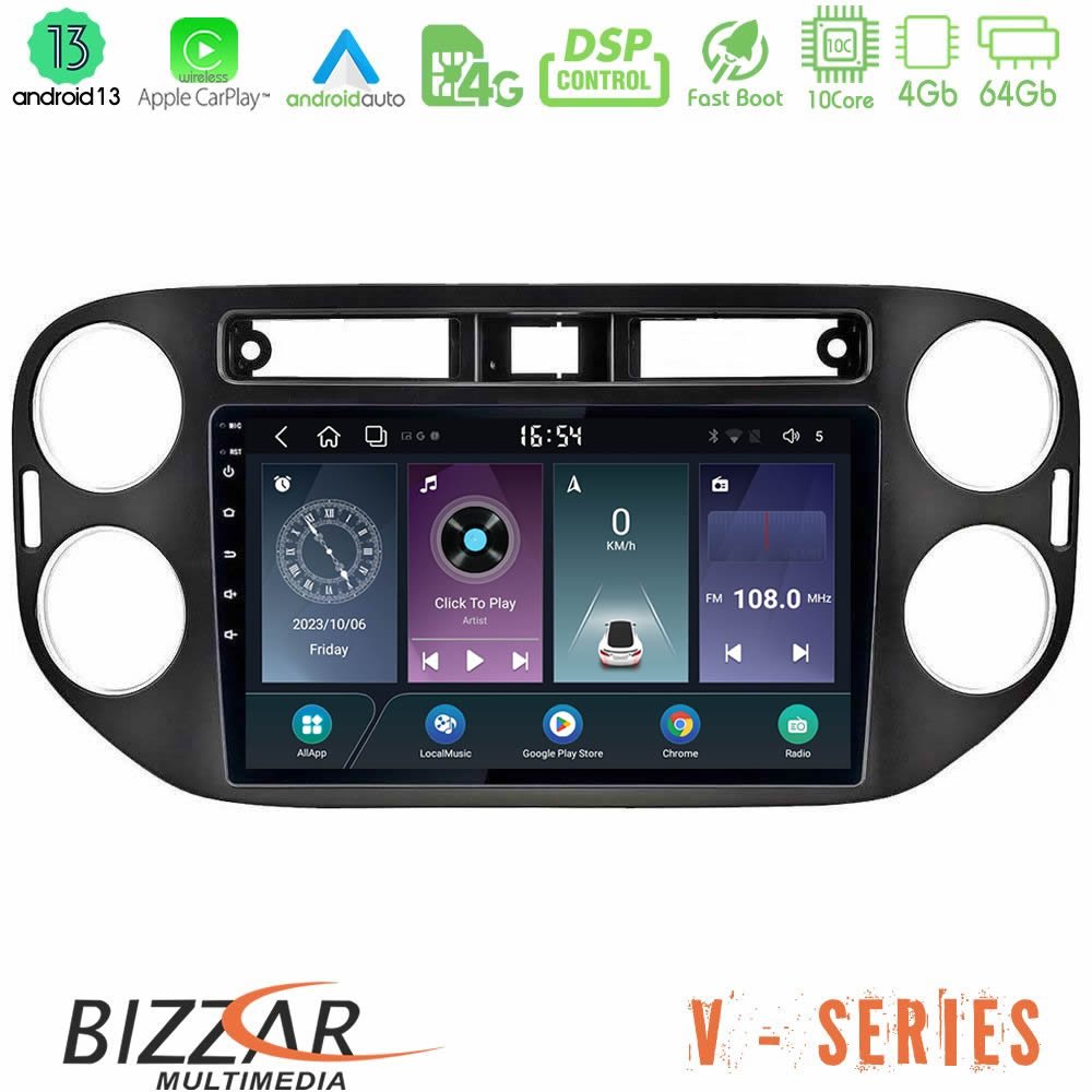 Bizzar V Series VW Tiguan 10core Android13 4+64GB Navigation Multimedia Tablet 9" (23mm alarm button) - U-V-VW0639