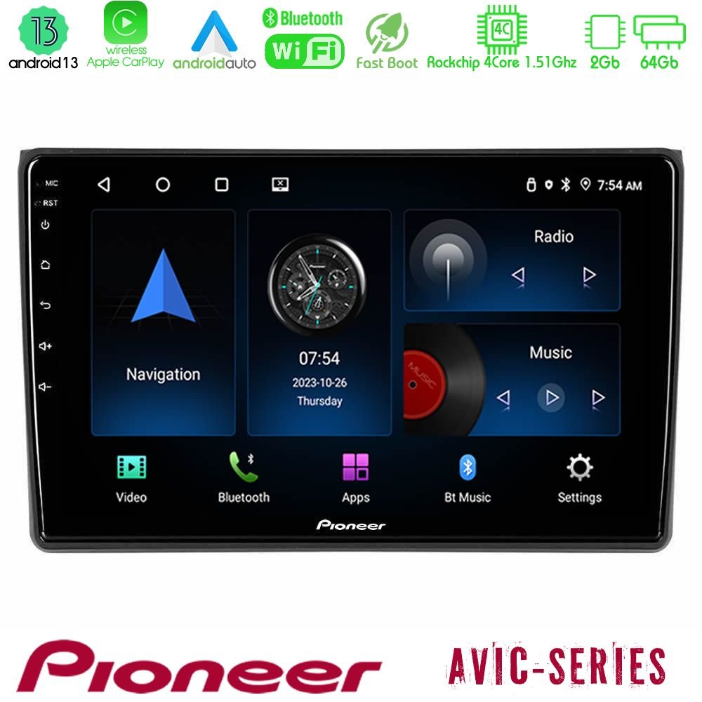 Pioneer AVIC 4Core Android13 2+64GB Audi A4 B7 Navigation Multimedia Tablet 9" - U-P4-AU0827