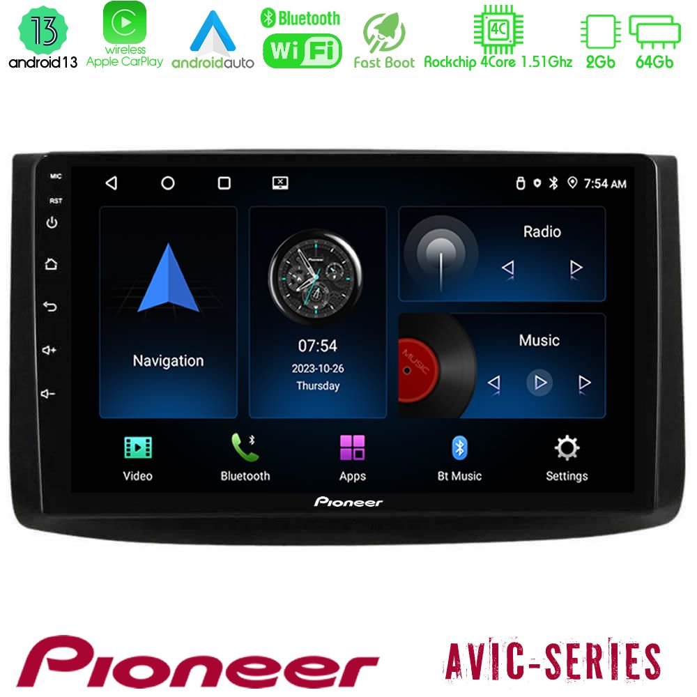 Pioneer AVIC 4Core Android13 2+64GB Chevrolet Aveo 2006-2010 Navigation Multimedia Tablet 9" - U-P4-CV0725