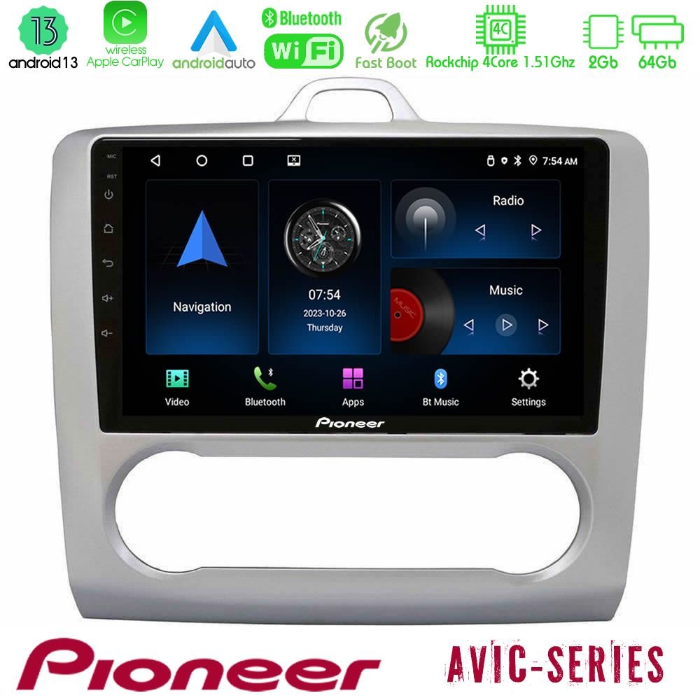 Pioneer AVIC 4Core Android13 2+64GB Ford Focus Auto AC Navigation Multimedia Tablet 9" - U-P4-FD0041A