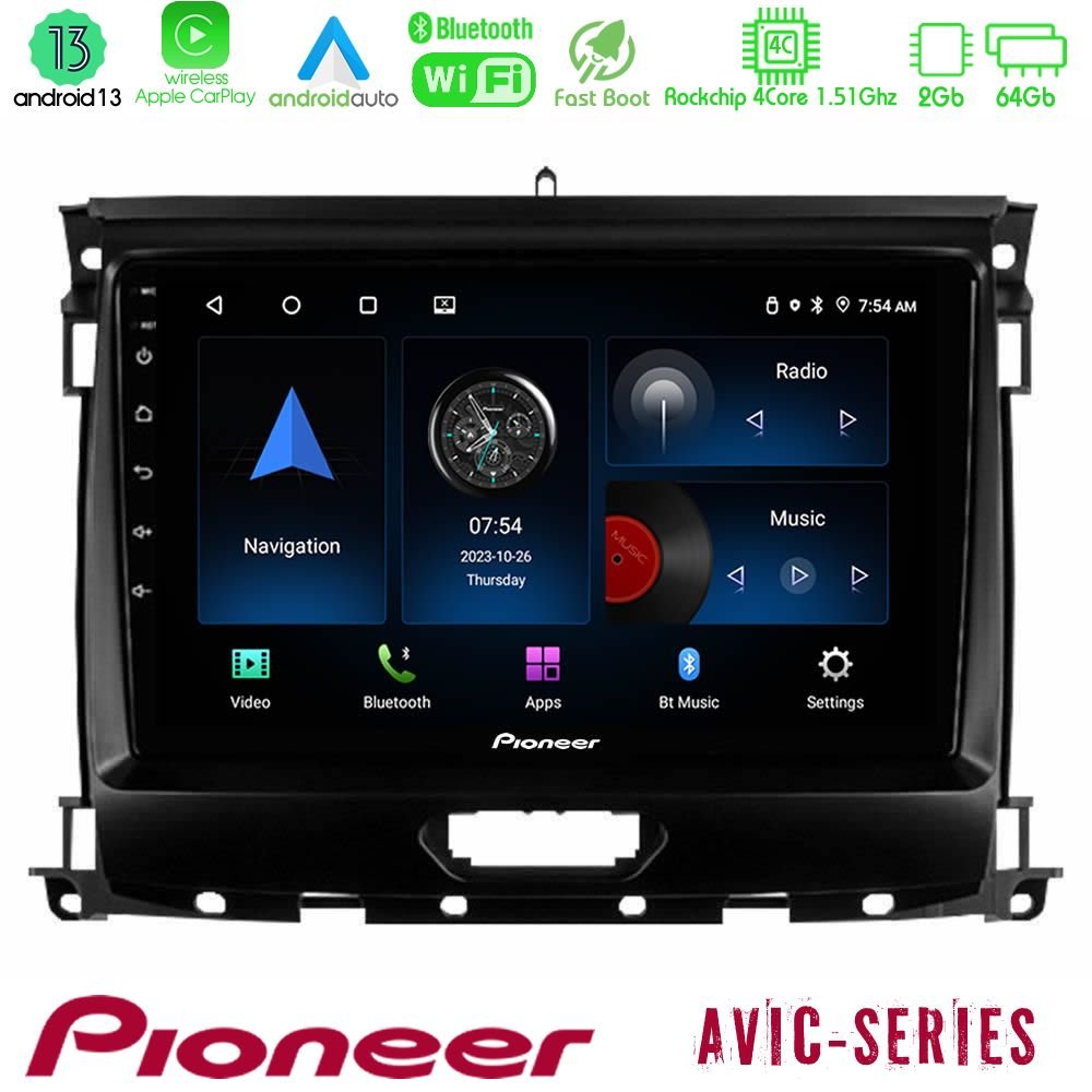 Pioneer AVIC 4Core Android13 2+64GB Ford Ranger 2017-2022 Navigation Multimedia Tablet 9" - U-P4-FD0631