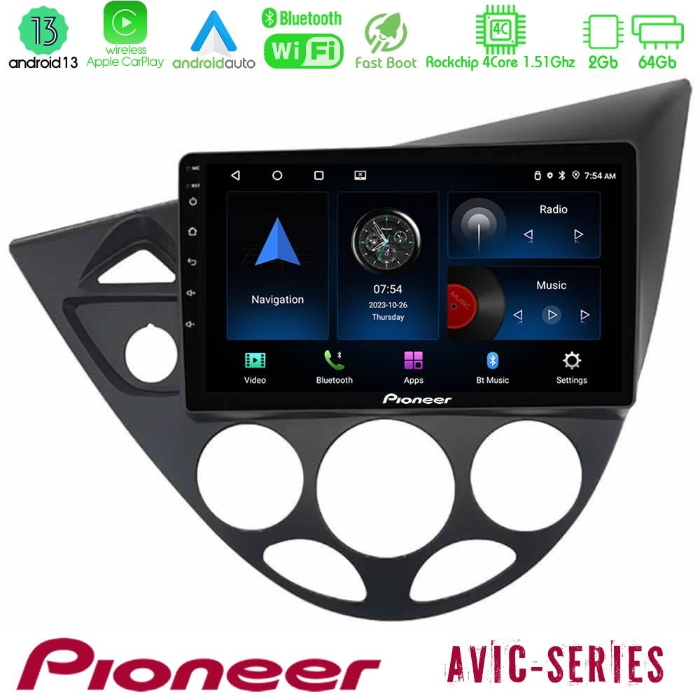 Pioneer AVIC 4Core Android13 2+64GB Ford Focus 1999-2004 Navigation Multimedia Tablet 9" - U-P4-FD1331
