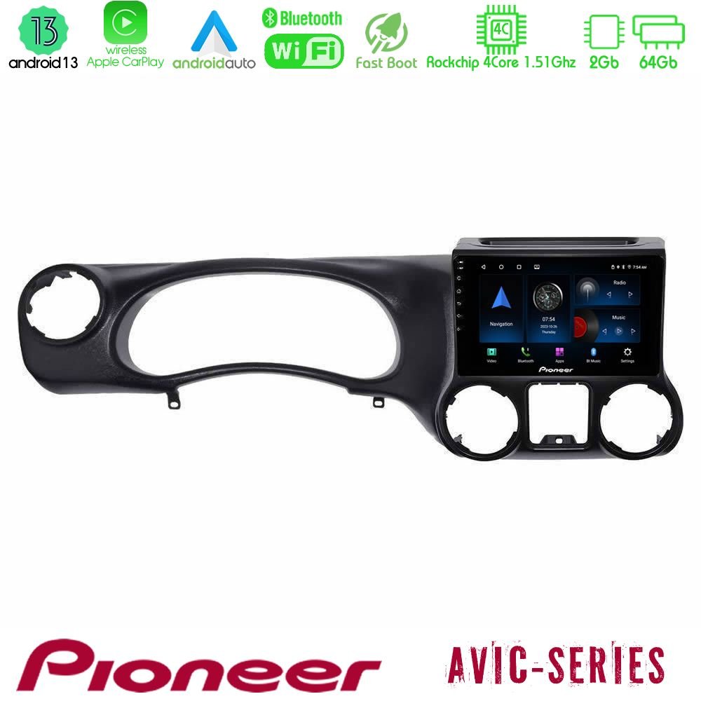 Pioneer AVIC 4Core Android13 2+64GB Jeep Wrangler 2011-2014 Navigation Multimedia Tablet 9" - U-P4-JP0787
