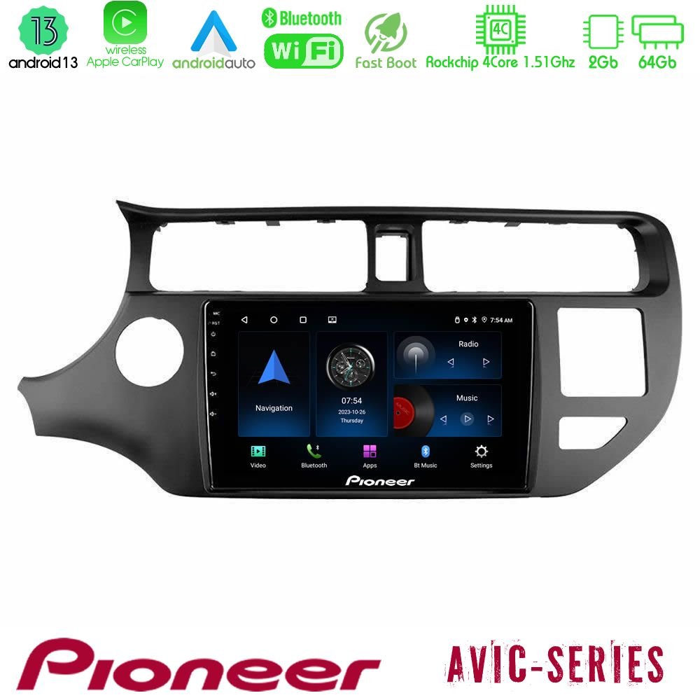 Pioneer AVIC 4Core Android13 2+64GB Kia Rio 2011-2015 Navigation Multimedia Tablet 9" - U-P4-KI0552