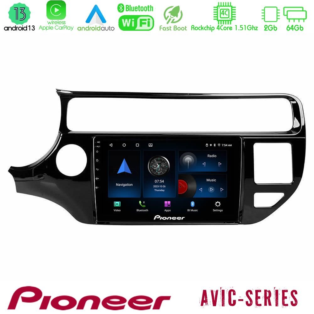 Pioneer AVIC 4Core Android13 2+64GB Kia Rio 2015-2017 Navigation Multimedia Tablet 9" - U-P4-KI0553