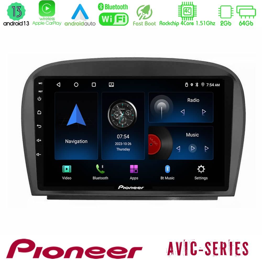 Pioneer AVIC 4Core Android13 2+64GB Mercedes SL Class 2005-2011 Navigation Multimedia Tablet 9" - U-P4-MB0479