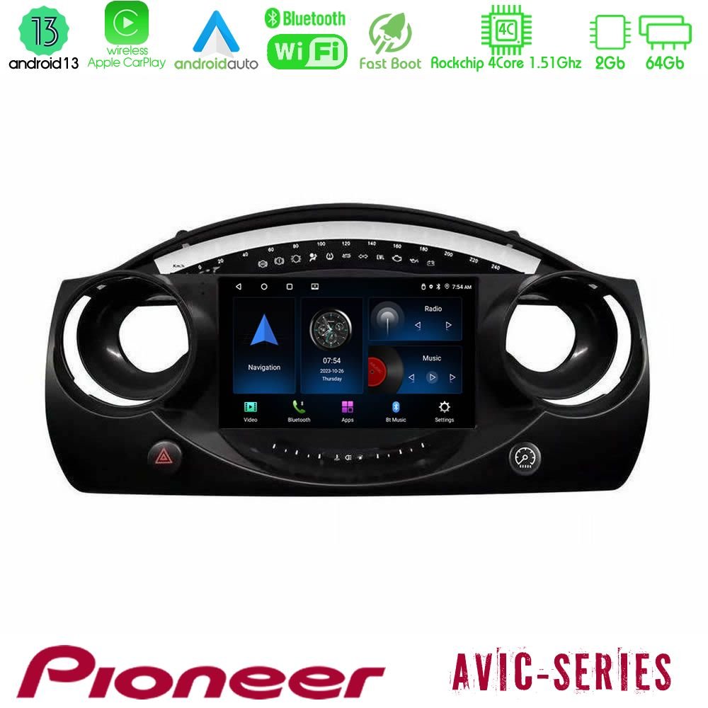 Pioneer AVIC 4Core Android13 2+64GB Mini Cooper R50 Navigation Multimedia Tablet 9" - U-P4-MN1521