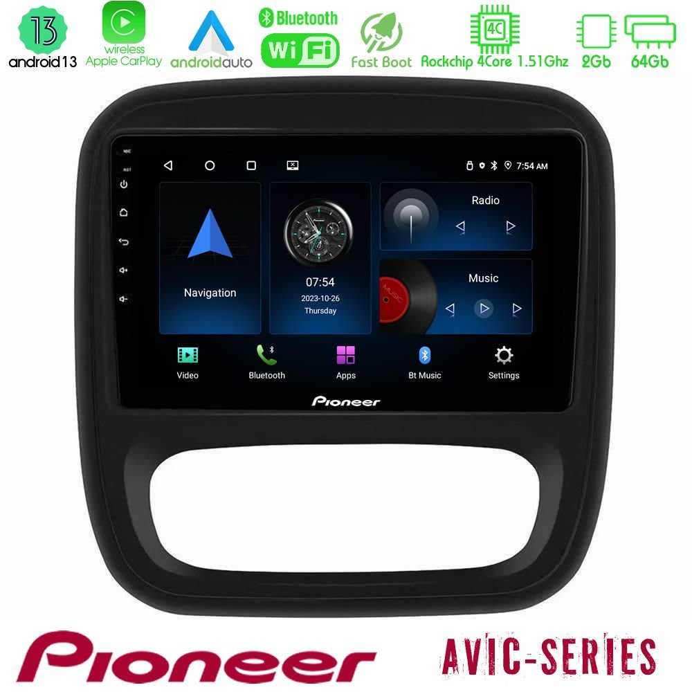 Pioneer AVIC 4Core Android13 2+64GB Renault/Nissan/Opel/Fiat Navigation Multimedia Tablet 9" - U-P4-RN1102