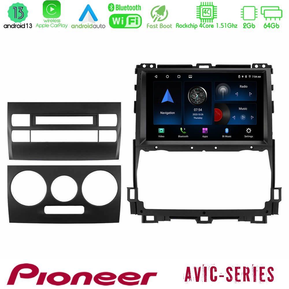 Pioneer AVIC 4Core Android13 2+64GB Toyota Land Cruiser J120 2002-2009 Navigation Multimedia Tablet 9" - U-P4-TY0451