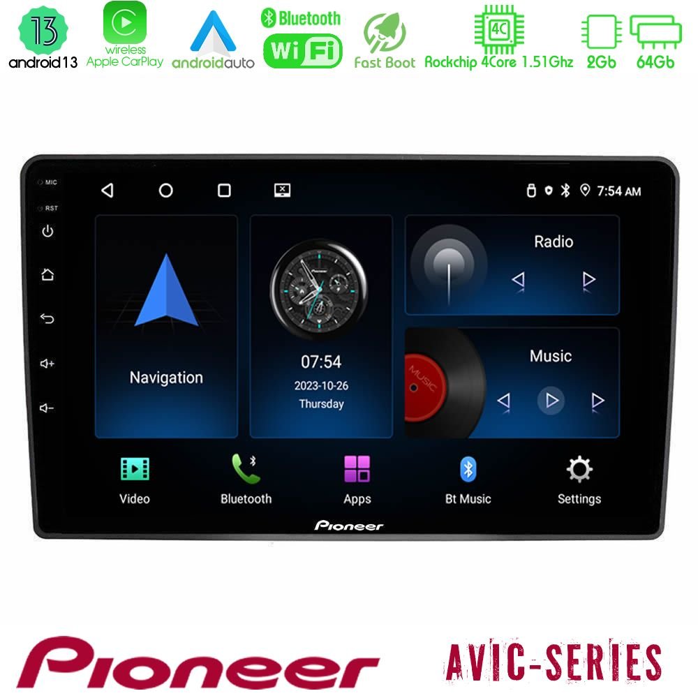 Pioneer AVIC 4Core Android13 2+64GB VW Passat Navigation Multimedia Tablet 9" - U-P4-VW095N