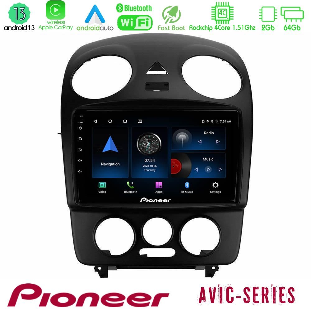Pioneer AVIC 4Core Android13 2+64GB VW Beetle Navigation Multimedia Tablet 9" - U-P4-VW1059