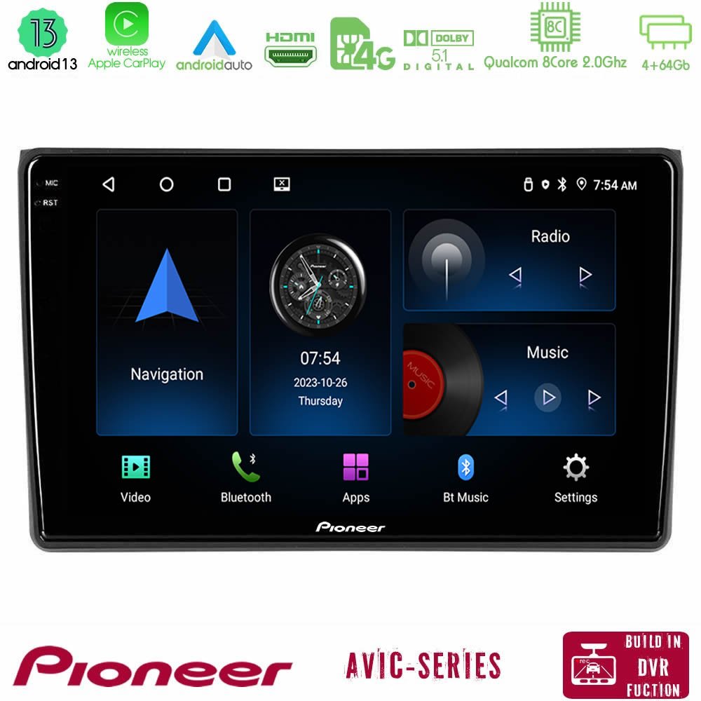 Pioneer AVIC 8Core Android13 4+64GB Audi A4 B7 Navigation Multimedia Tablet 9" - U-P8-AU0827