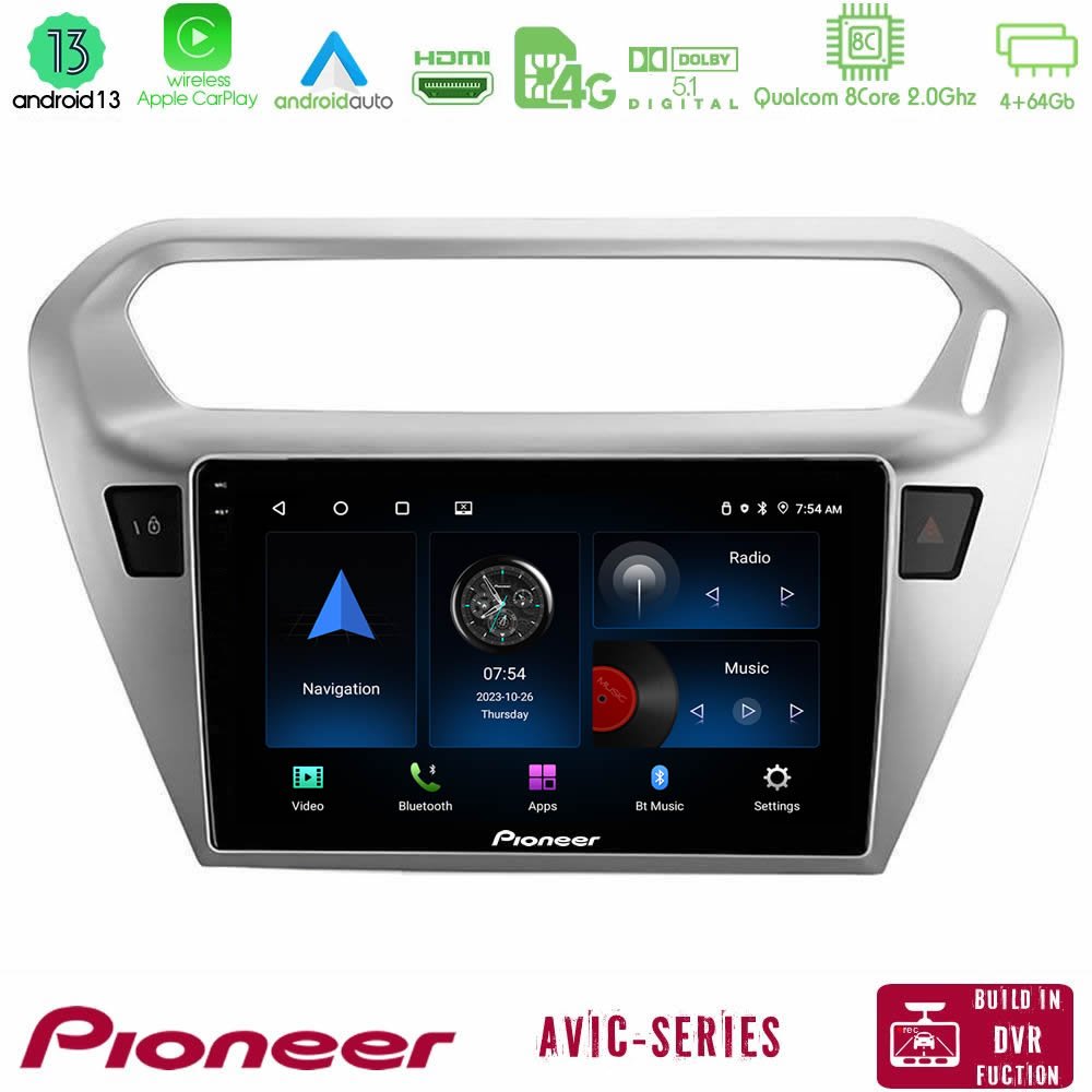Pioneer AVIC 8Core Android13 4+64GB Citroën C-Elysée / Peugeot 301 Navigation Multimedia Tablet 9" - U-P8-CT0070