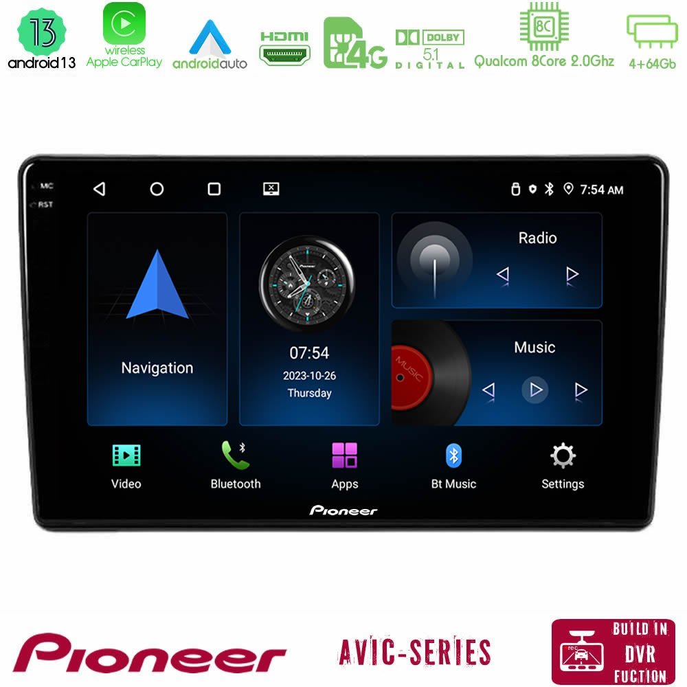 Pioneer AVIC 8Core Android13 4+64GB Peugeot Partner / Citroën Berlingo 2008-2018 Navigation Multimedia Tablet 9" - U-P8-CT1026