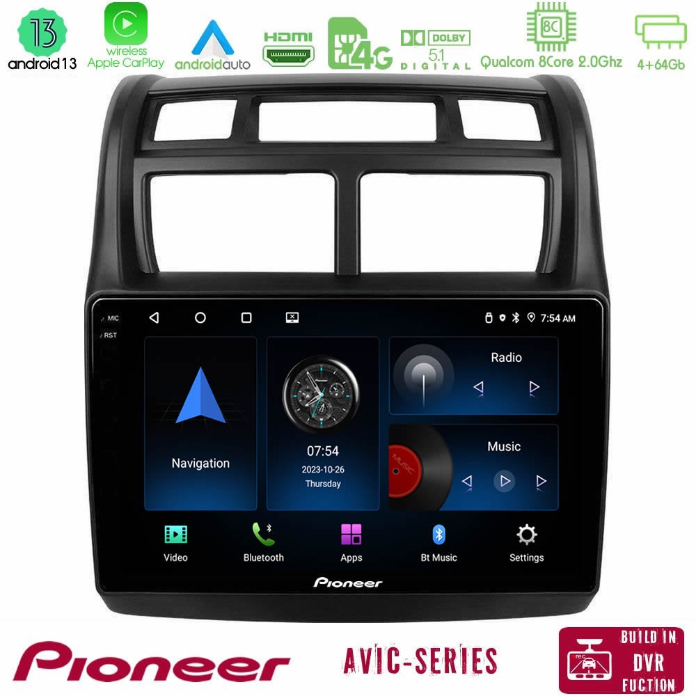Pioneer AVIC 8Core Android13 4+64GB Kia Sportage 2008-2011 Navigation Multimedia Tablet 9" - U-P8-KI0108