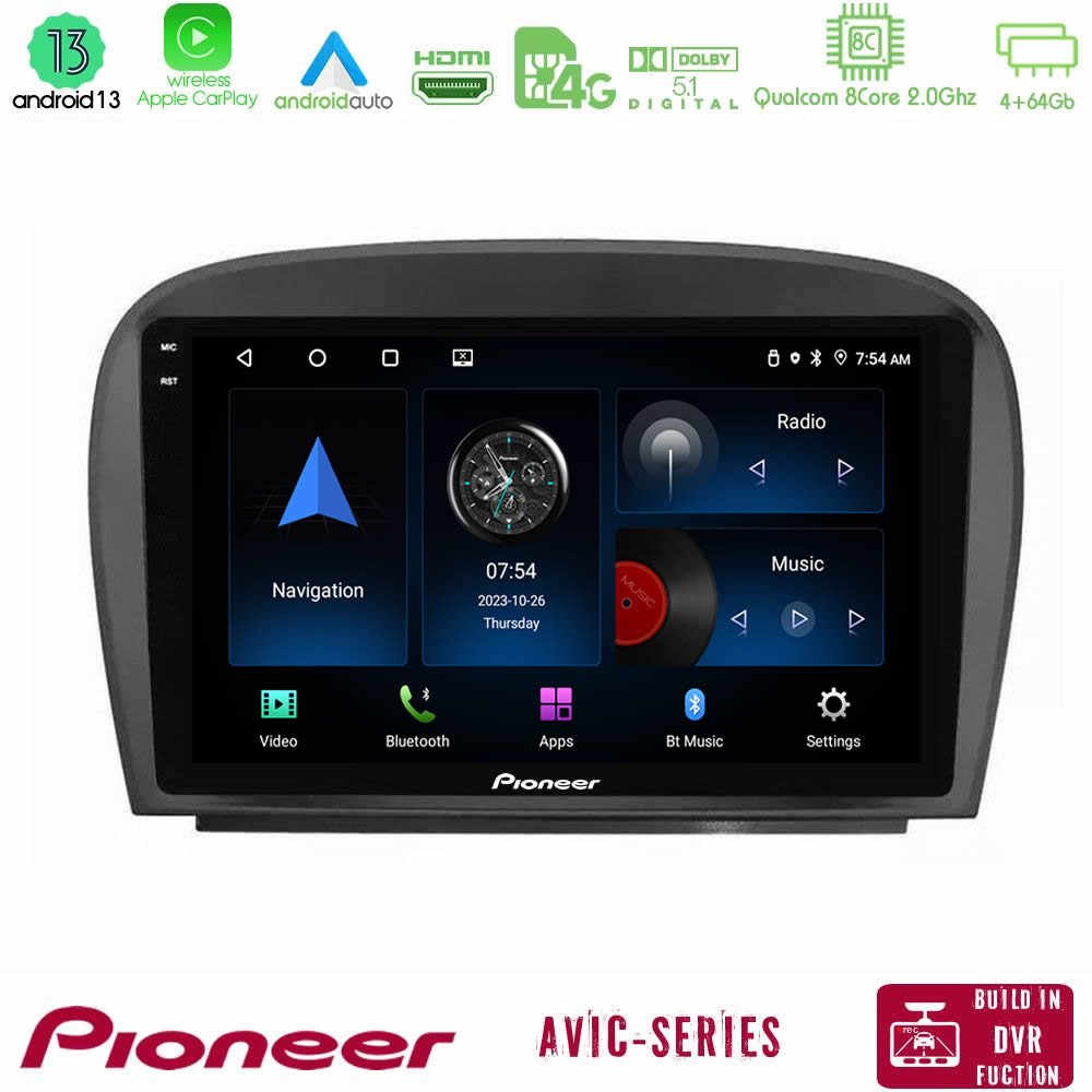 Pioneer AVIC 8Core Android13 4+64GB Mercedes SL Class 2005-2011 Navigation Multimedia Tablet 9" - U-P8-MB0479