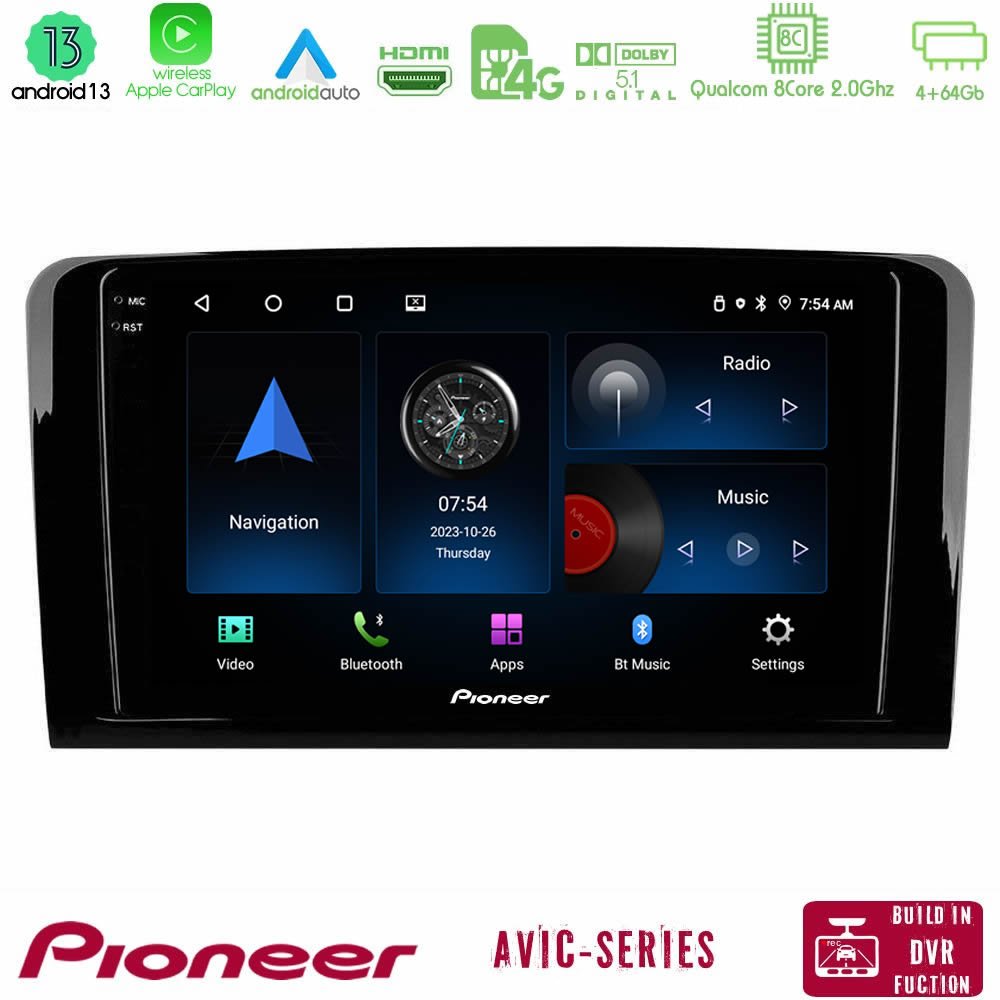 Pioneer AVIC 8Core Android13 4+64GB Mercedes ML/GL Class Navigation Multimedia Tablet 9" - U-P8-MB0761
