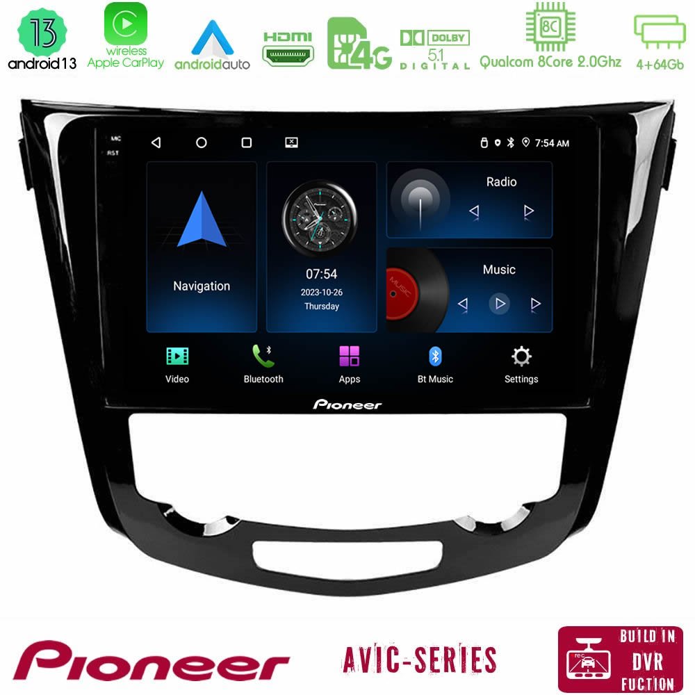 Pioneer AVIC 8Core Android13 4+64GB Nissan Qashqai J11 (AUTO A/C) Navigation Multimedia Tablet 10" - U-P8-NS0004A