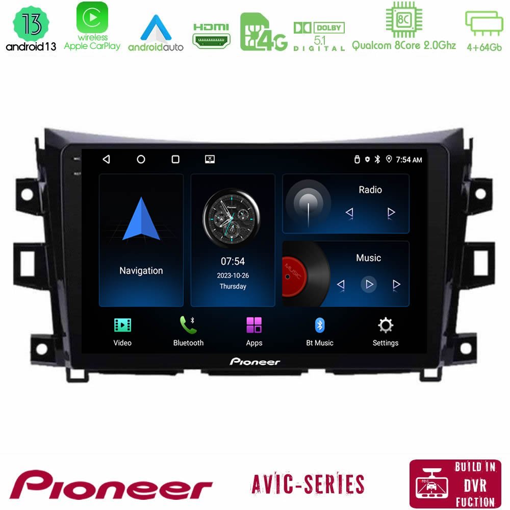 Pioneer AVIC 8Core Android13 4+64GB Nissan Navara NP300 Navigation Multimedia Tablet 9" - U-P8-NS0340