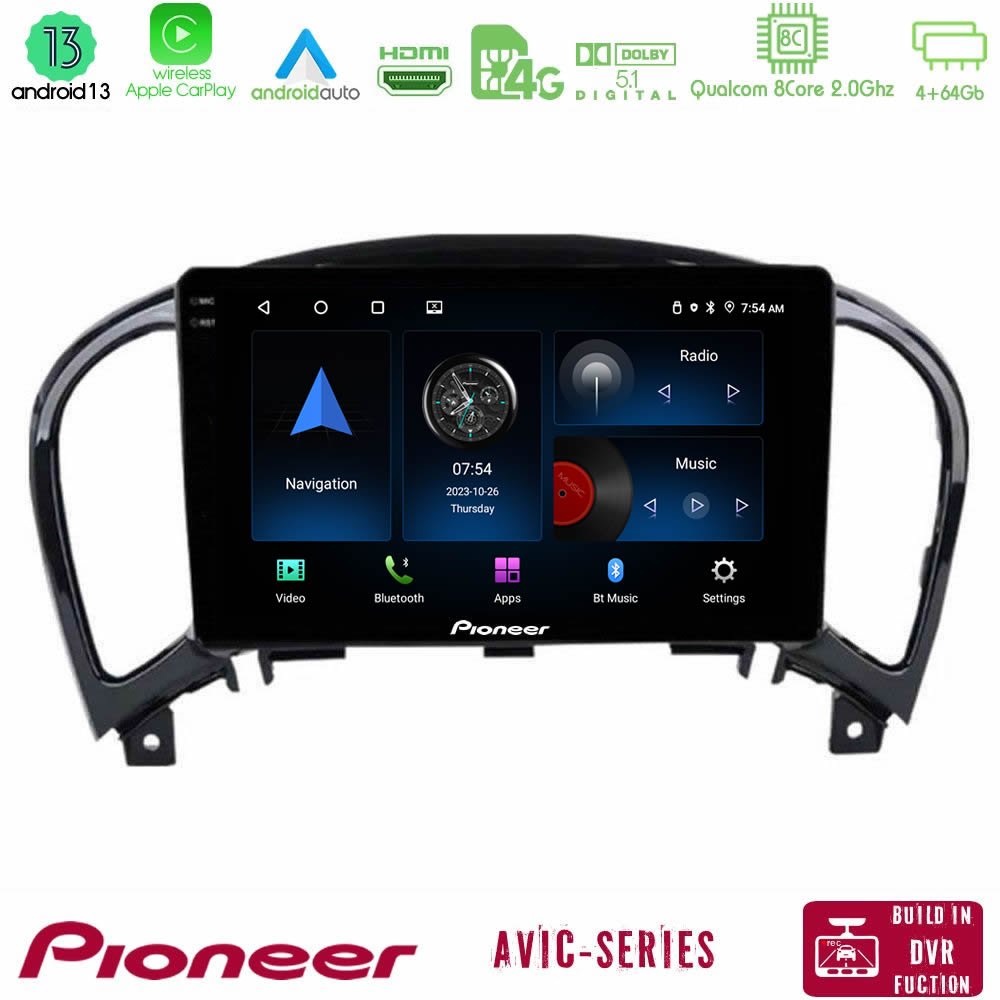 Pioneer AVIC 8Core Android13 4+64GB Nissan Juke Navigation Multimedia Tablet 9" - U-P8-NS0755