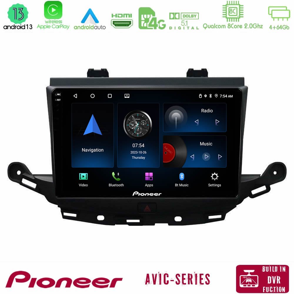 Pioneer AVIC 8Core Android13 4+64GB Opel Astra K 2015-2019 Navigation Multimedia Tablet 9" - U-P8-OP0113