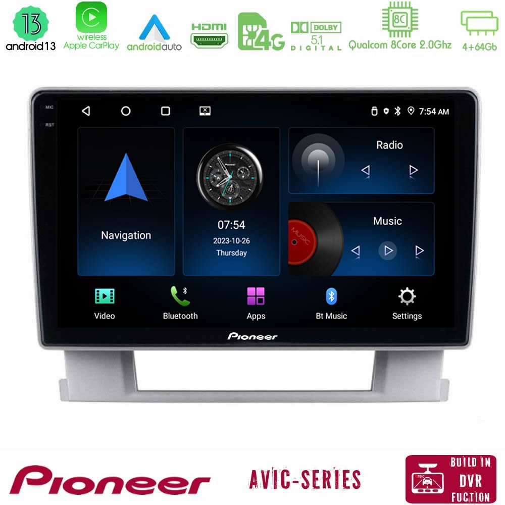 Pioneer AVIC 8Core Android13 4+64GB Opel Astra J 2010-2014 Navigation Multimedia Tablet 9" - U-P8-OP0367