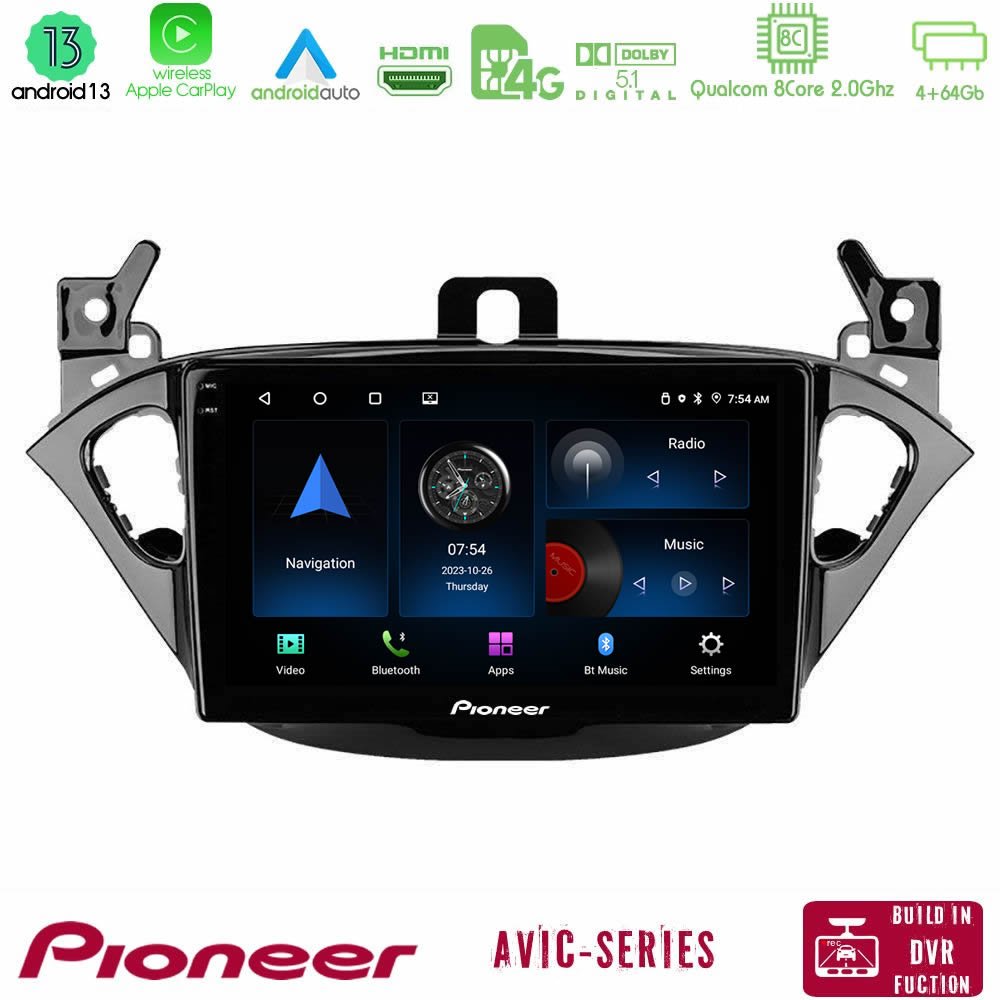 Pioneer AVIC 8Core Android13 4+64GB Opel Corsa E/Adam Navigation Multimedia Tablet 9" - U-P8-OP0425