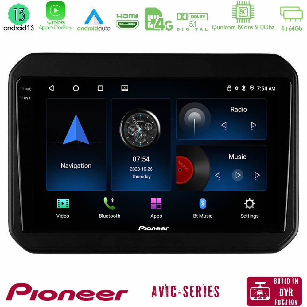 Pioneer AVIC 8Core Android13 4+64GB Suzuki Ignis Navigation Multimedia Tablet 9" - U-P8-SZ580