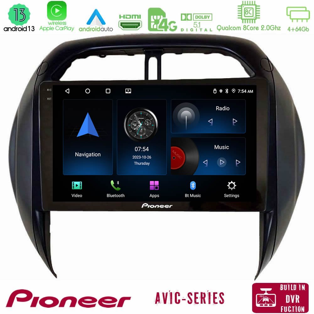Pioneer AVIC 8Core Android13 4+64GB Toyota RAV4 2001-2005 (Auto A/C) Navigation Multimedia Tablet 9" - U-P8-TY1315